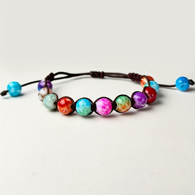 Adjustable Colorful Glass Bead Bracelet Friendship Gift